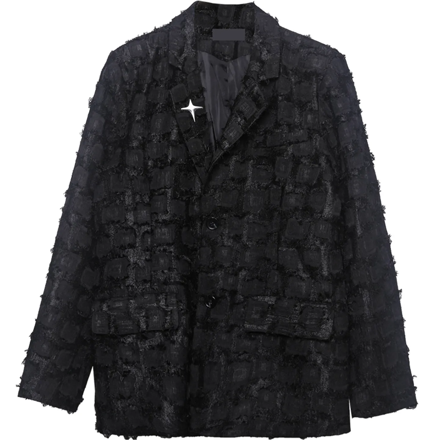 Dark Style High Sense Abstinence Series  Suit Special-Interest Design Pu Shuai Plaid Texture Suit Jacket For Men