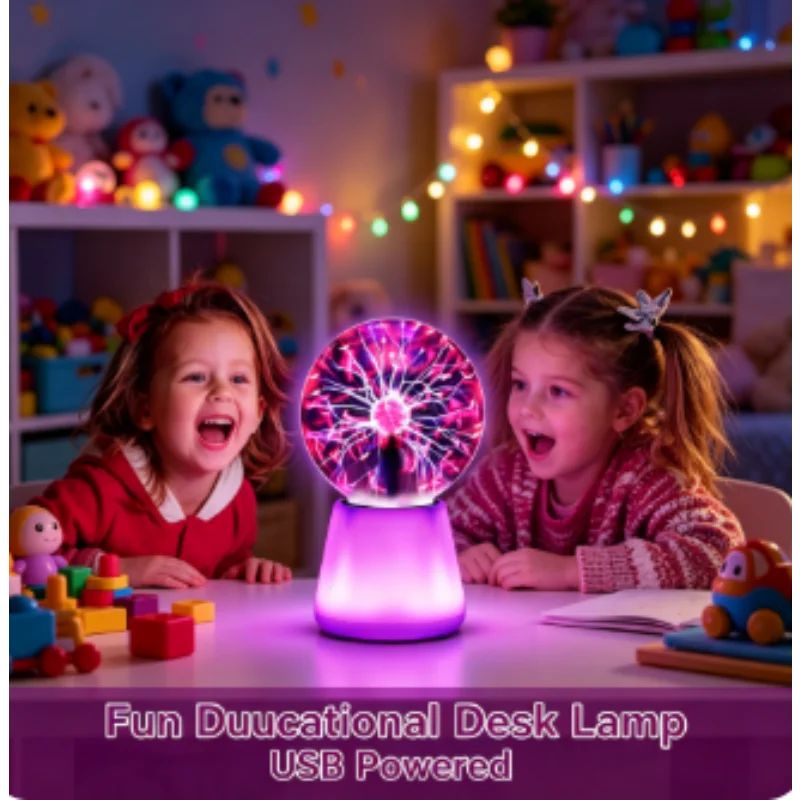 Plasma Ball Mood Light, Touch Lightning Globe 3 Inch USB Powered, 7 Color Changing Lights Fun Lamp for Party Home Decor