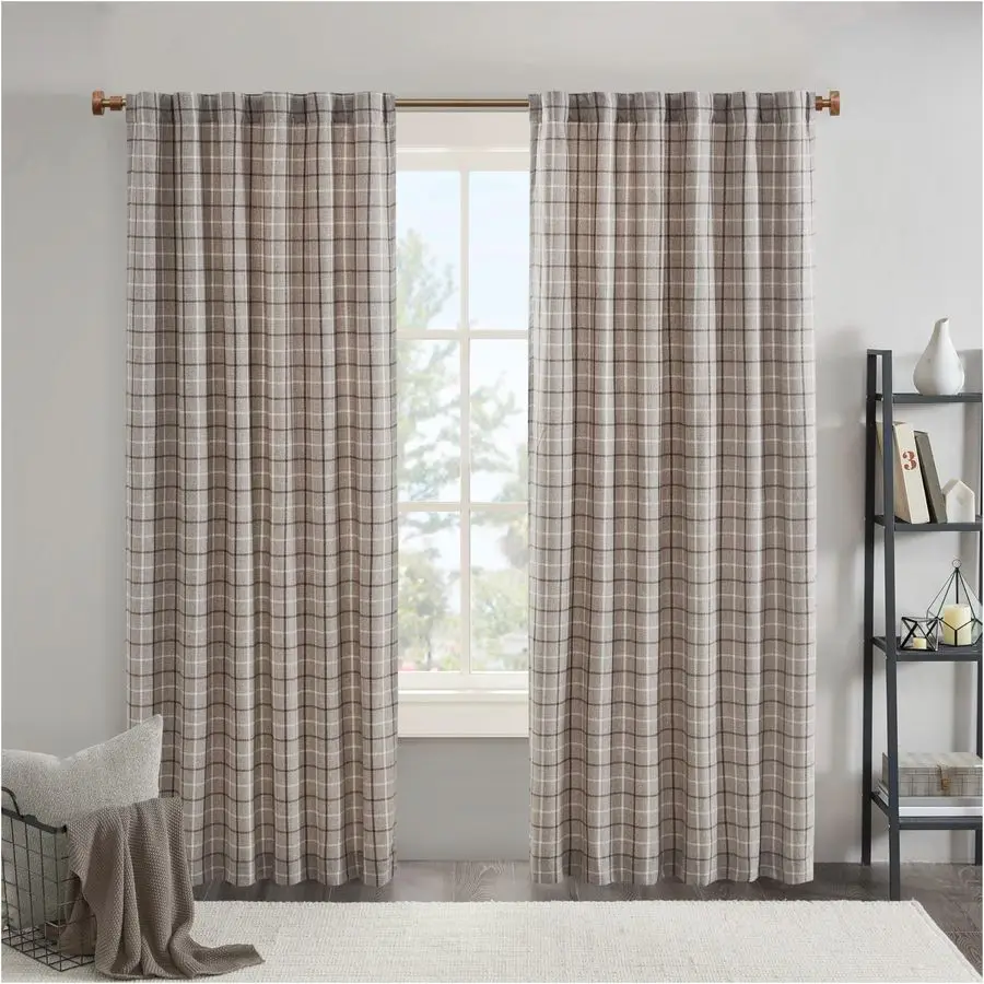 

Anaheim Cabin Plaid Curtain Window, Thermal Insulated Fleece Lining, Living Room Decor Room Darkening Drape for Bedroom, 1Single
