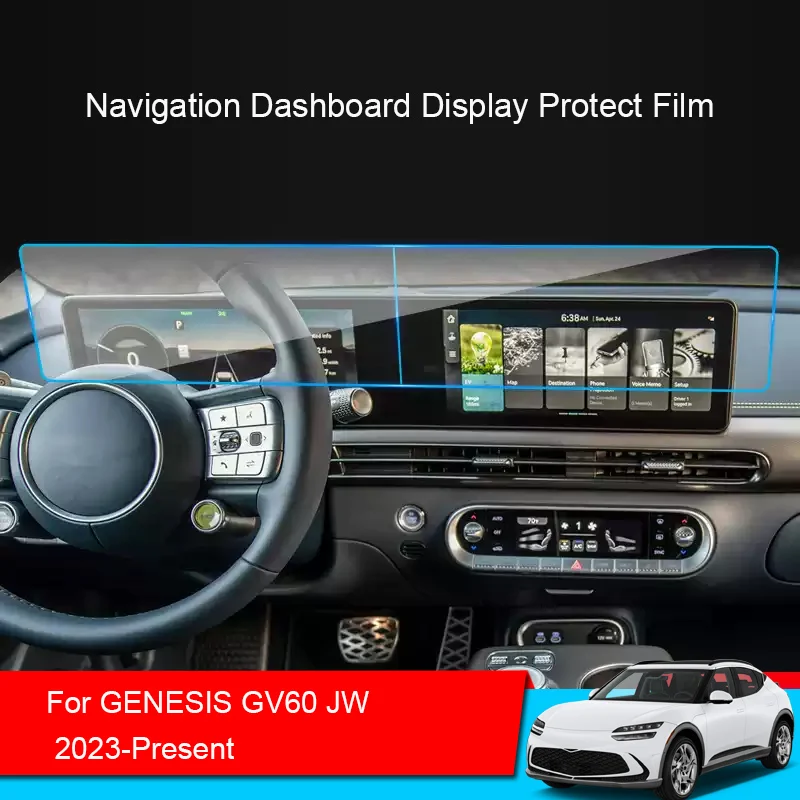 Car GPS Navigation Screen Protect Film For GENESIS GV60 JW 2023-Present Dashboard Display TPU Auto Sticker Accessories