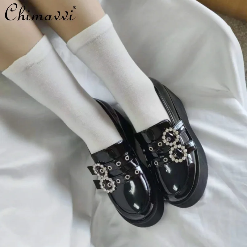 Japanese Style All-Matching Mine Mass-Produced Platform Wedge Platform Shoes Spring Autumn Sweet and Cute Women's Black Jk Shoes