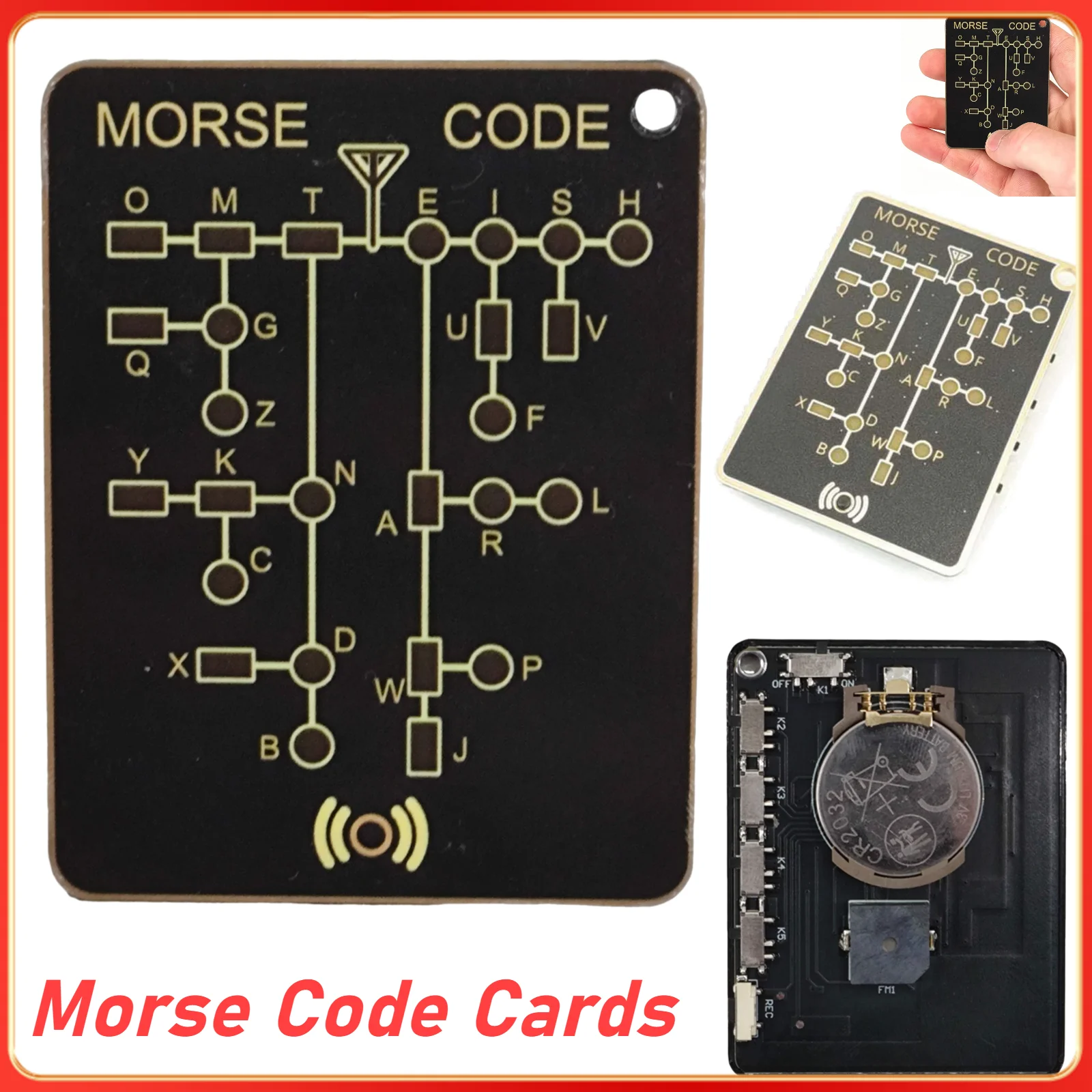 Trendy Design Morse Code Cards Karte Practical Practical Function Training Card LEDs Signal Buttons Unique Personalized Feature