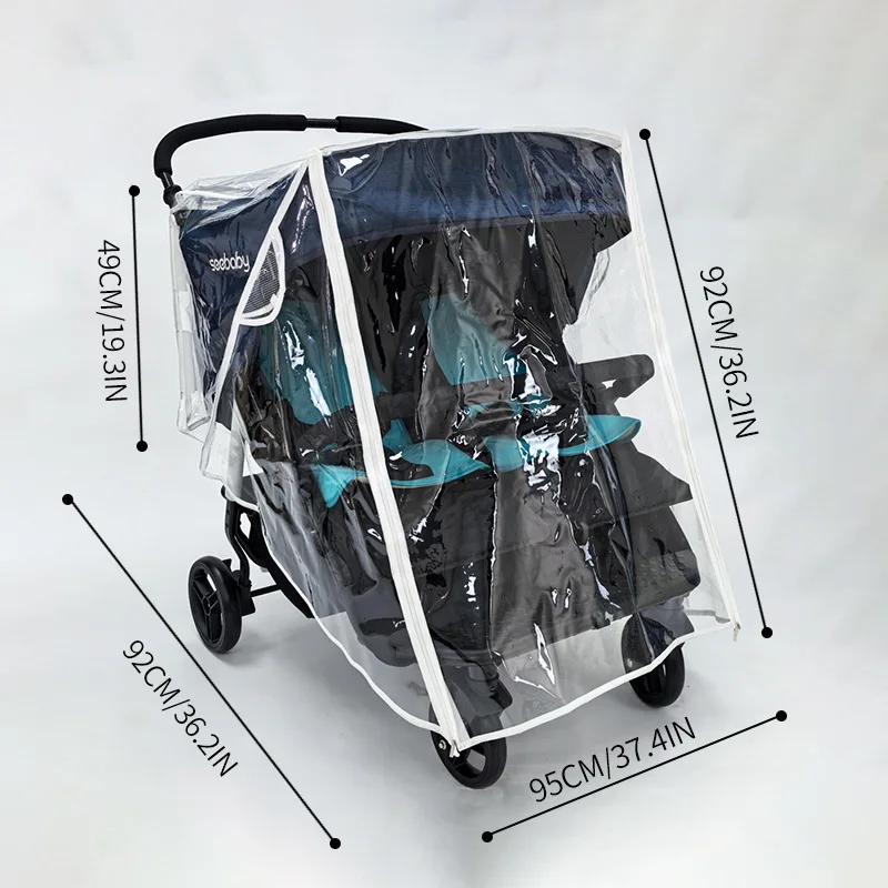 Twin Stroller Rain Cover Windshield Double Front Stroller Universal Rainproof Warm Cover Cart Raincoat Baby Stroller Accessories image 6