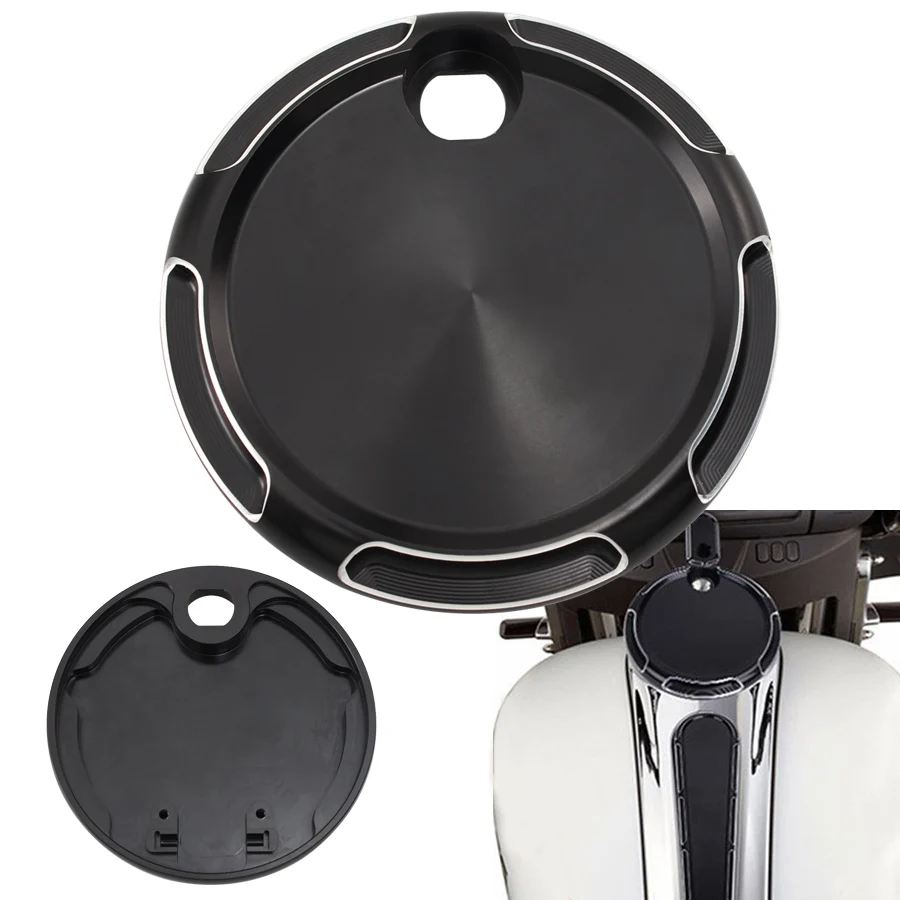 

Motorcycle Billet Aluminum Fuel Tank Console Door Cap Tank Cover Black for Harley CVO Street Glide Electra Glide Ultra Limited