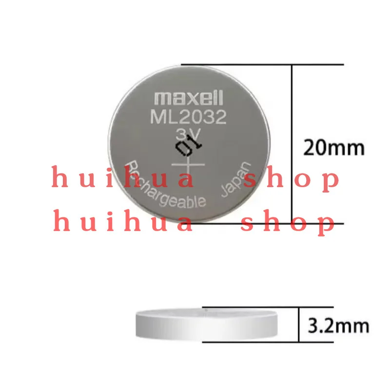 10PCS Original-MAXELL ML2032 3V Lithium Rechargeable Battery Replaces CR2032 DL2032 ECR2032 for Remote Motherboard Clock Toy