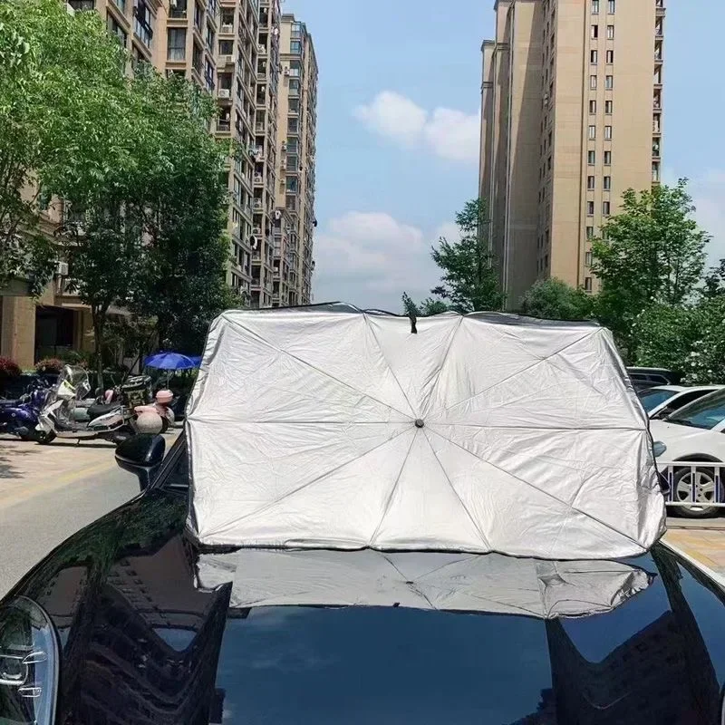 Foldable Car Windshield Sunshade Umbrella, Silver Glue UV Protection Heat Insulation Portable Car Sunscreen Accessory - view 2