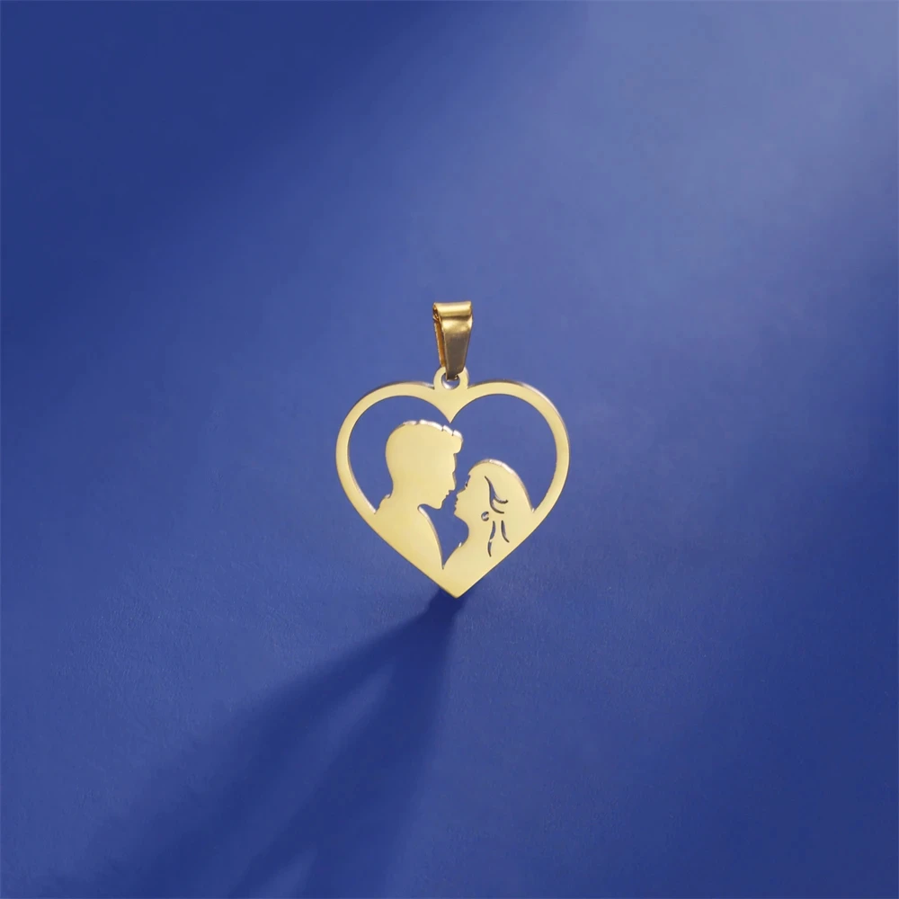EUEAVAN-colgantes románticos de acero inoxidable para amantes, dijes de corazón de amor para collar, fabricación de joyas, suministros de bricolaje, 1 unidad