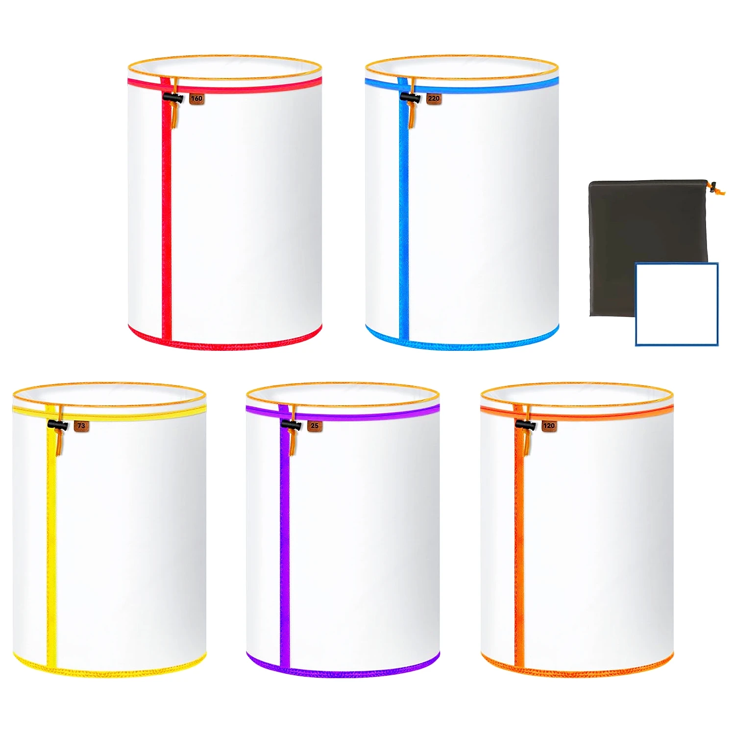 

5-Pack 1/5-Gallon Filter Bag All-Mesh Fine Nylon Mesh Strainer Bag Set with Pressing Screen for Cold Brew Buckets Bubble hash