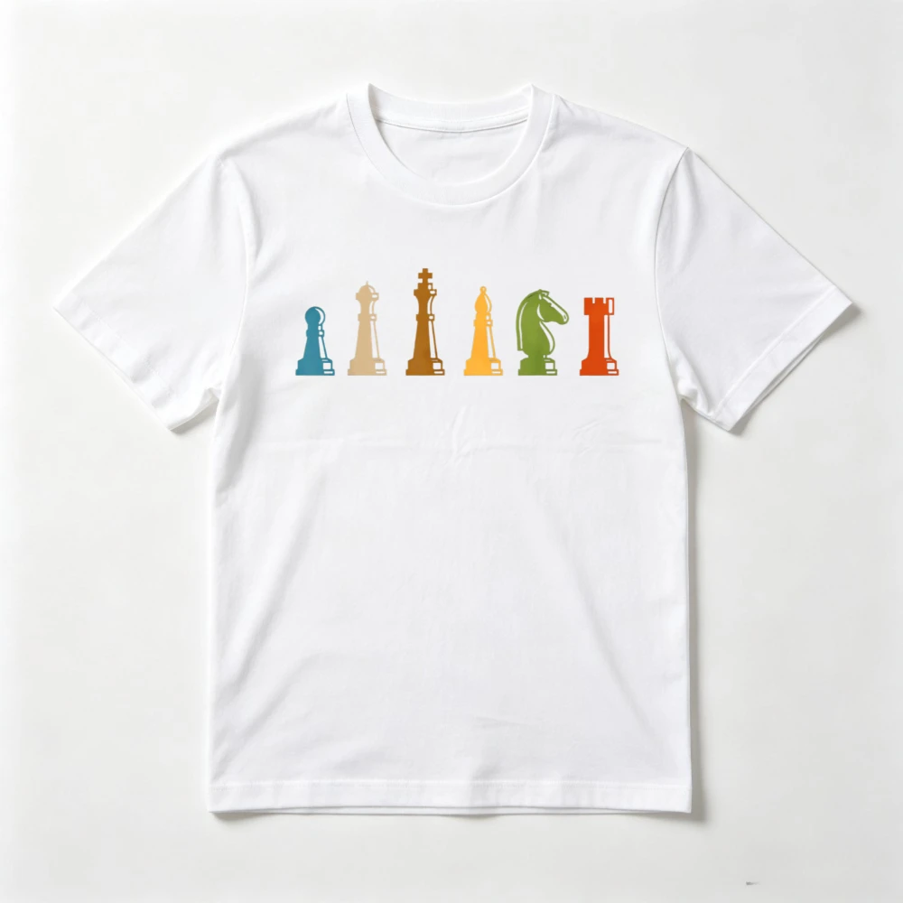 Retro Style Chess Board Game Graphic Printed T-Shirt Casual Fashion Loose Harajuku Man Women Clothing Short Sleeve O-neck Tees