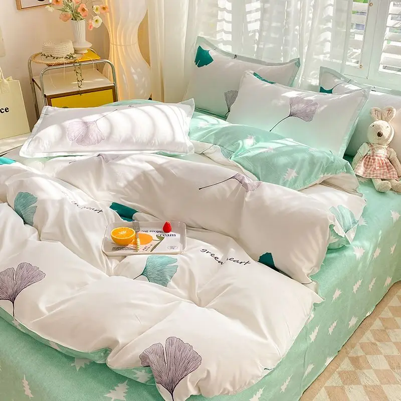 Cute Orange Bedding Set New Twin Queen Size Duvet Cover No Filler Flat Sheet Pillowcase Girls Boys Soft Comforter Duvet