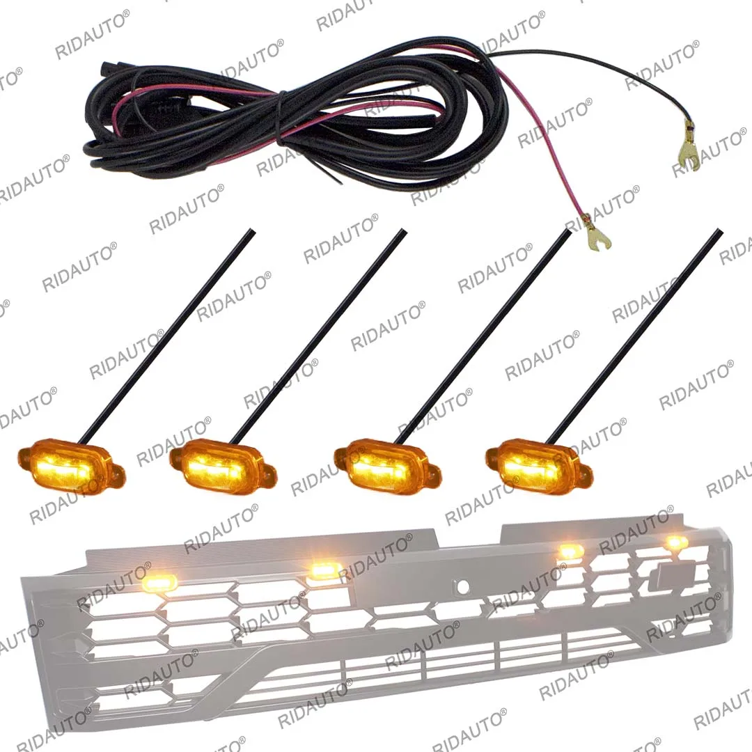4PCS Amber LED Light For Replace Grille Light DIY LED Light For Hilux Travo 2026 Prerunner&4TREX For Modified Grille Amber Light