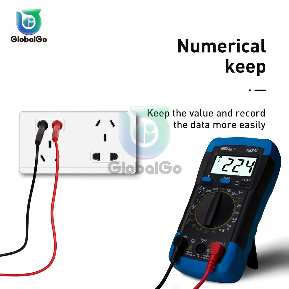 A830L LCD Digital Multimeter AC DC Voltage Diode Freguency Multitester Current Tester Luminous Display with Buzzer Function