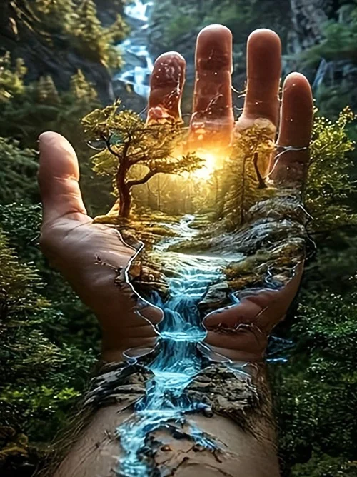 AZQSD Nieuwe Diamant Schilderij 2026 Waterval Landschap Handwerk Volledige Vierkante Ronde Boor Mozaïek Handgemaakte Zonsondergang Huisdecoratie