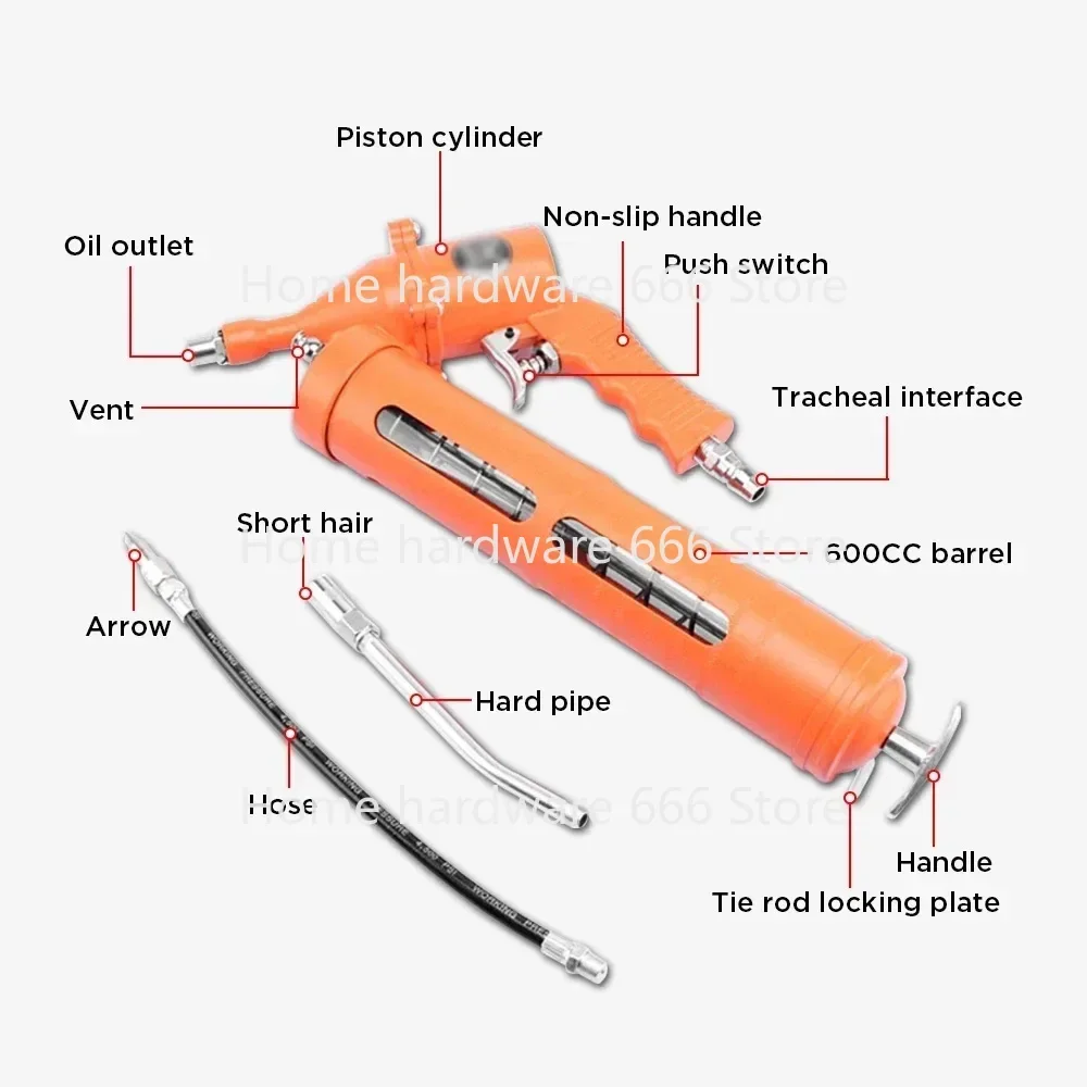 500cc Air-Operated Grease For Gun Heavy Steel Tool Hand Tools Pneumatic Compressor Pump Grease