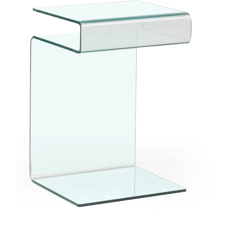 منضدة زجاجية على شكل طاولة جانبية لغرفة النوم، طاولة جانبية صغيرة شفافة لغرفة المعيشة، طاولة أريكة شفافة SSh