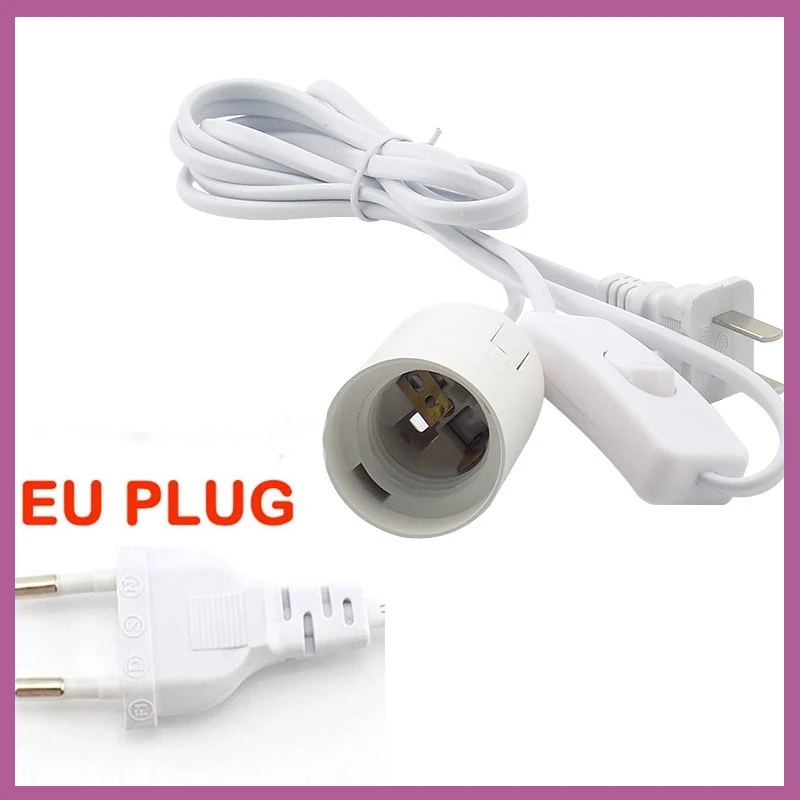 1.8M E27 Power Cord with Switch – EU/US/UK Plug Lamp Base Holder, LED Bulb Socket Adapter & Light Wire Converter B2
