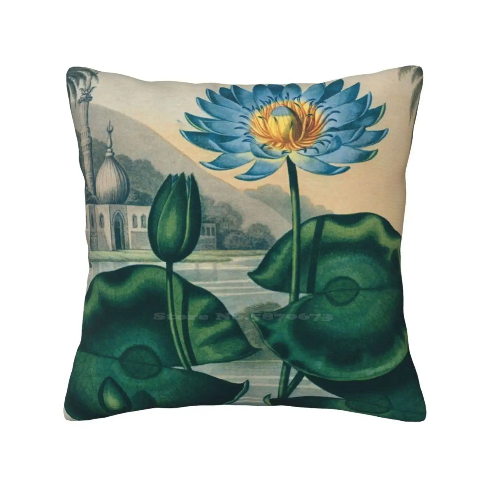 

The Blue Egyptian Water Lily Pillowslip Pillowcase Lily Lilly Flower Floral Botanica Landscape Leaf Green Beauty Nature Sky