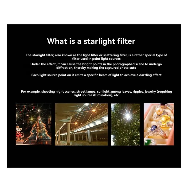 【SLEEK 】فلتر كاميرا Starlight 52 مم Star 6X Point Star Effects لتحسين المشاهد الليلية ومصدر الضوء #3