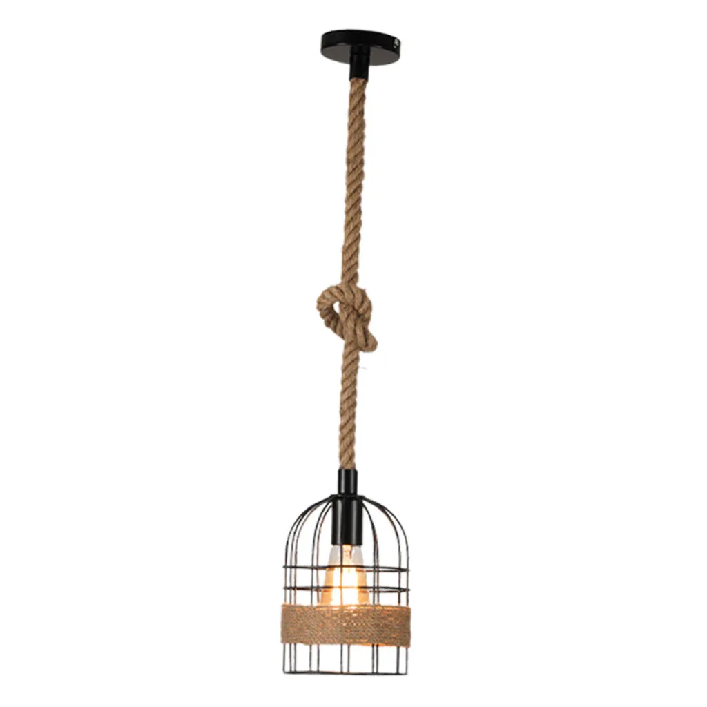 Vintage Style Pendant Light Chandelier DIY Extension Rope Ceiling Lamp Hanging Light Fixtures for Ceiling Restaurant Home Dining
