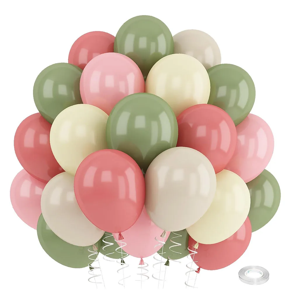 35pcs Dusty Green Pink Beige Balloons White Sand Balloon Kids Wildflower Goose Birthday Party Baby Shower Decorations