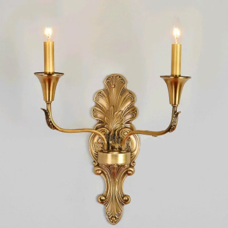 Fashion copper wall lamp brief restaurant lights bedroom lamp candle lamps Two lights