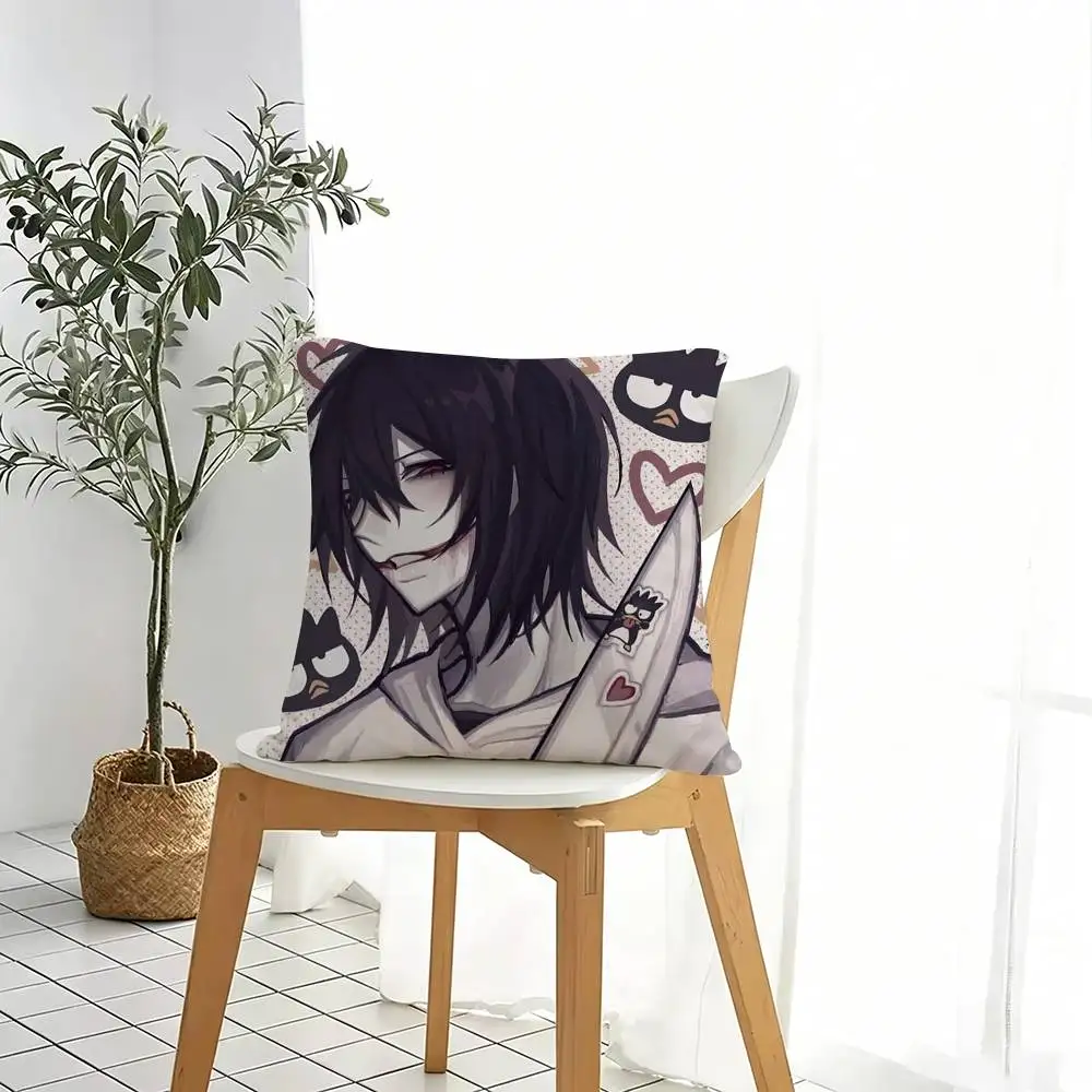 Jeff The Killer Creepypasta  Square Double-Sided printed Pillow Case Bedroom Bedside Pillow Sofa Cushion Cover Gift