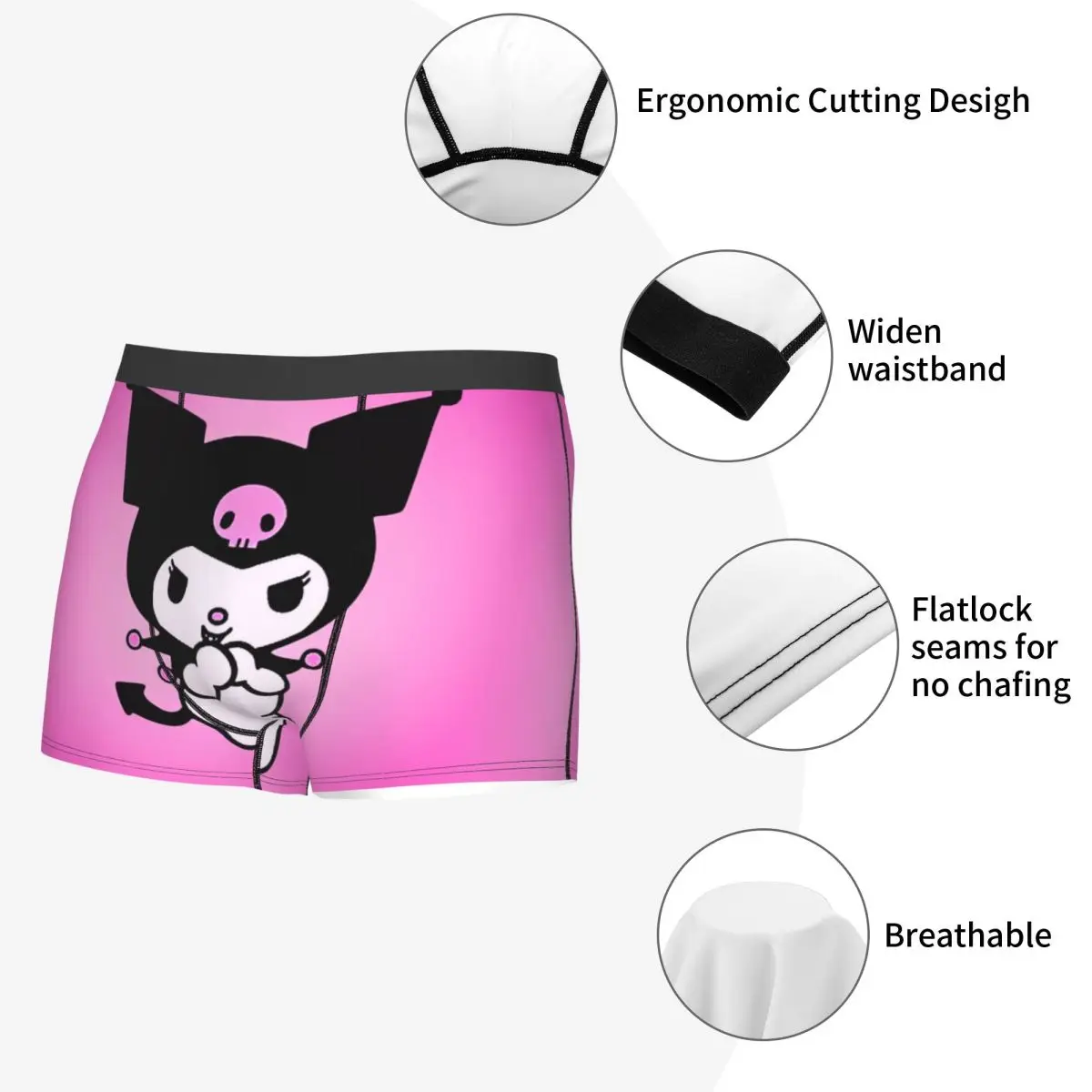 مخصص Kuromi موضة فيلم الملابس الداخلية الرجال تنفس لطيف طباعة Kawaii سراويل داخلية للرجال السراويل سراويل لينة السروال للذكور