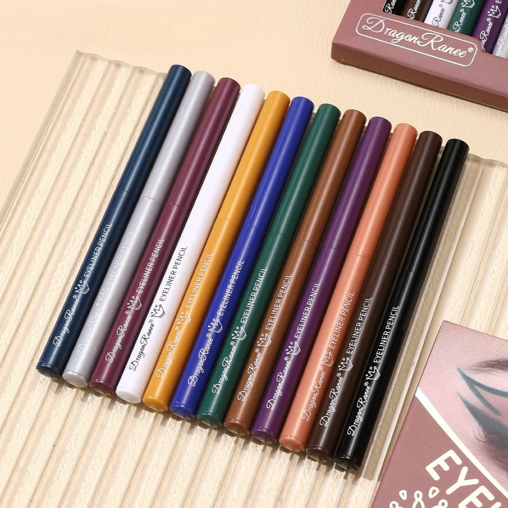 12 Color Eyeliner Pencil Set Matte & Shimmer Finish Rotatable Kohl Liner Waterproof Smudge Proof for Party Daily Makeup Beauty