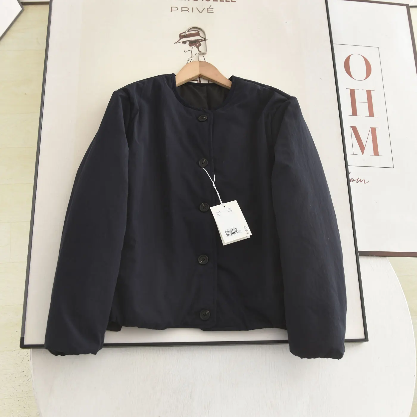 

Кабина синхронизированная! Маленький хлопковый джет в Прусском синем цвете! Круглое универсальное теплое хлопковое пальто Ne для похудения в стиле ретро