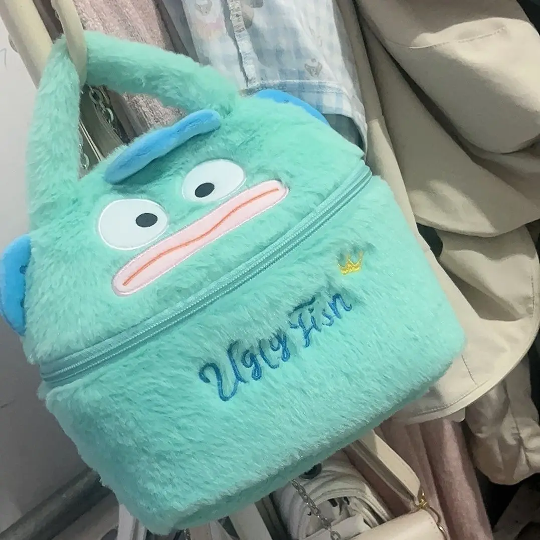Cute Fish Monster Plush Makeup Bag Portable Handheld Cosmetic Pouch Travel Toiletry Bag Cartoon Storage Organizer Fashion Gift