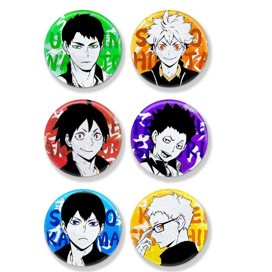 58MM Cartoon Creative Kageyama Tobio Costumes Badge Daichi Sawamura Simulated Aesthetic Accessories Animation Derivatives Toy