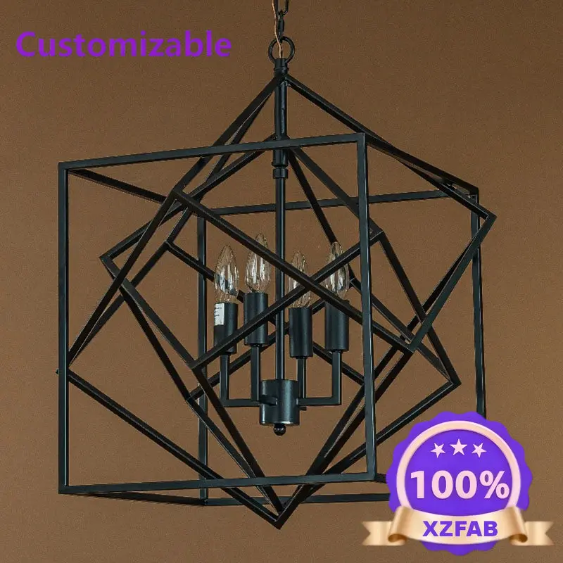Factory Direct 2026 American vintage vintage chandelier, restaurant chandelier, geometric shape, creative entryway