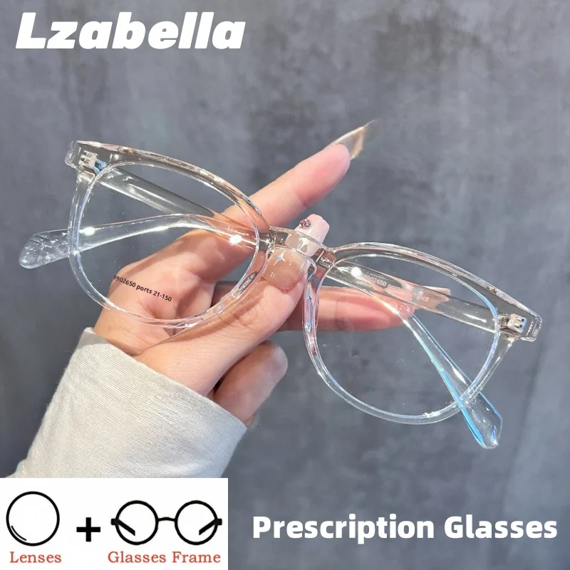 

Lzabella Progressive Prescription Glasses Anti Blue Myopia Optical Lens Eyewear Men Round Eyeglasses Women TR90 Frame 89026RX