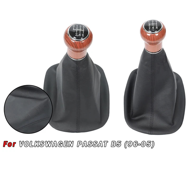 

5/6 Speed Wood Grain Gear Shift Knob & Dust Boot for Volkswagen Passat B5 1996-2005 - Transmission Lever Durable Car Accessories