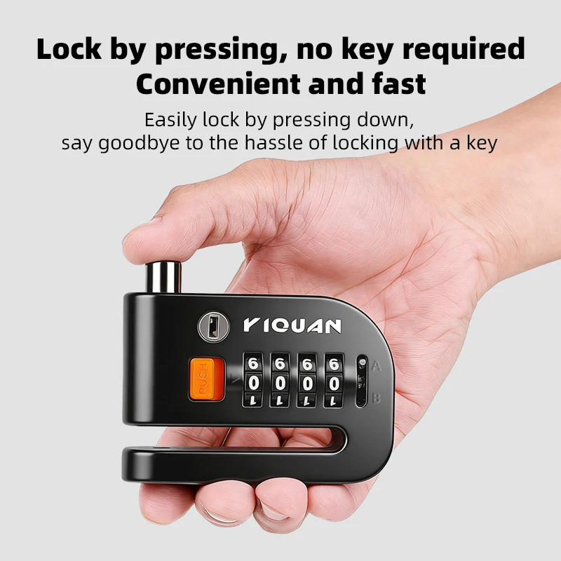 Motorcycle Password Disc Lock Bike High Security Anti-Theft Padlock Waterproof Alloy Brake Rotor Lock