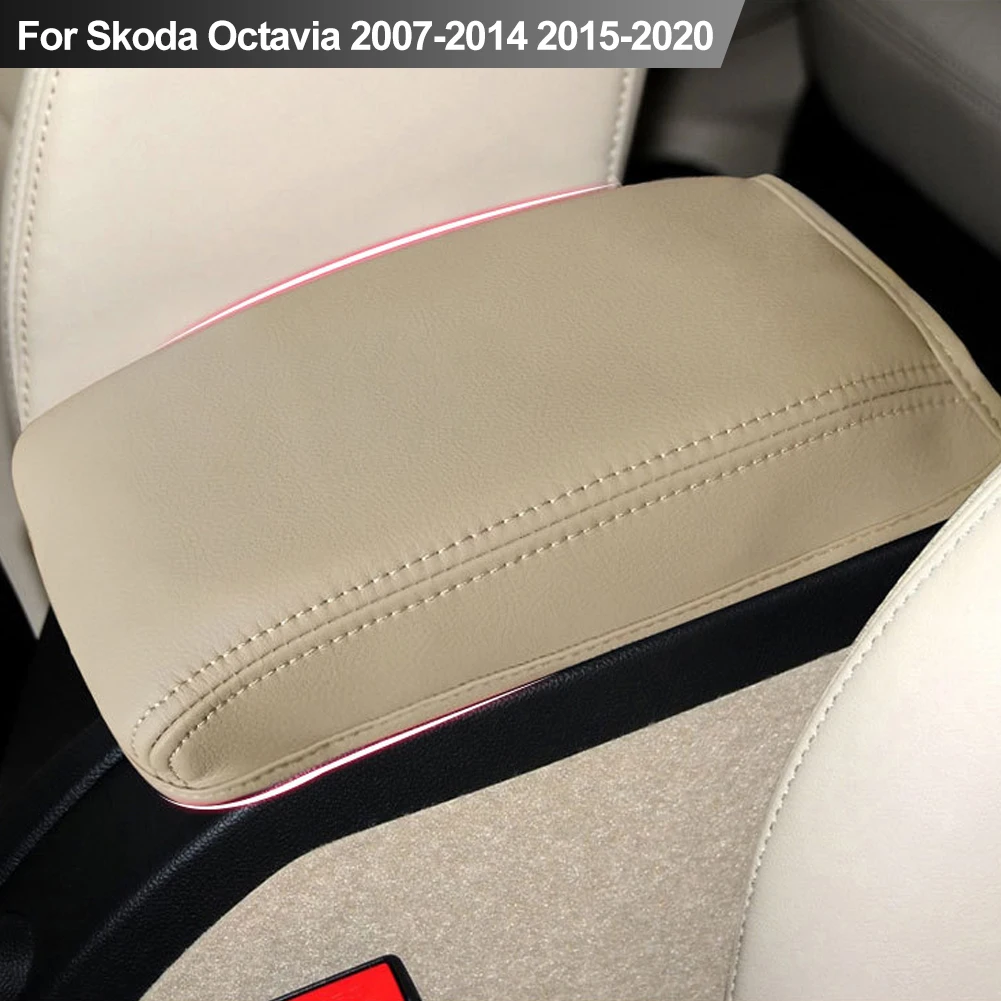 Reposabrazos central de cuero PU para coche, funda de reposabrazos, almohadilla de cojín para Skoda Octavia 2007, 2008, 2014, 2015, 2016, 2017,