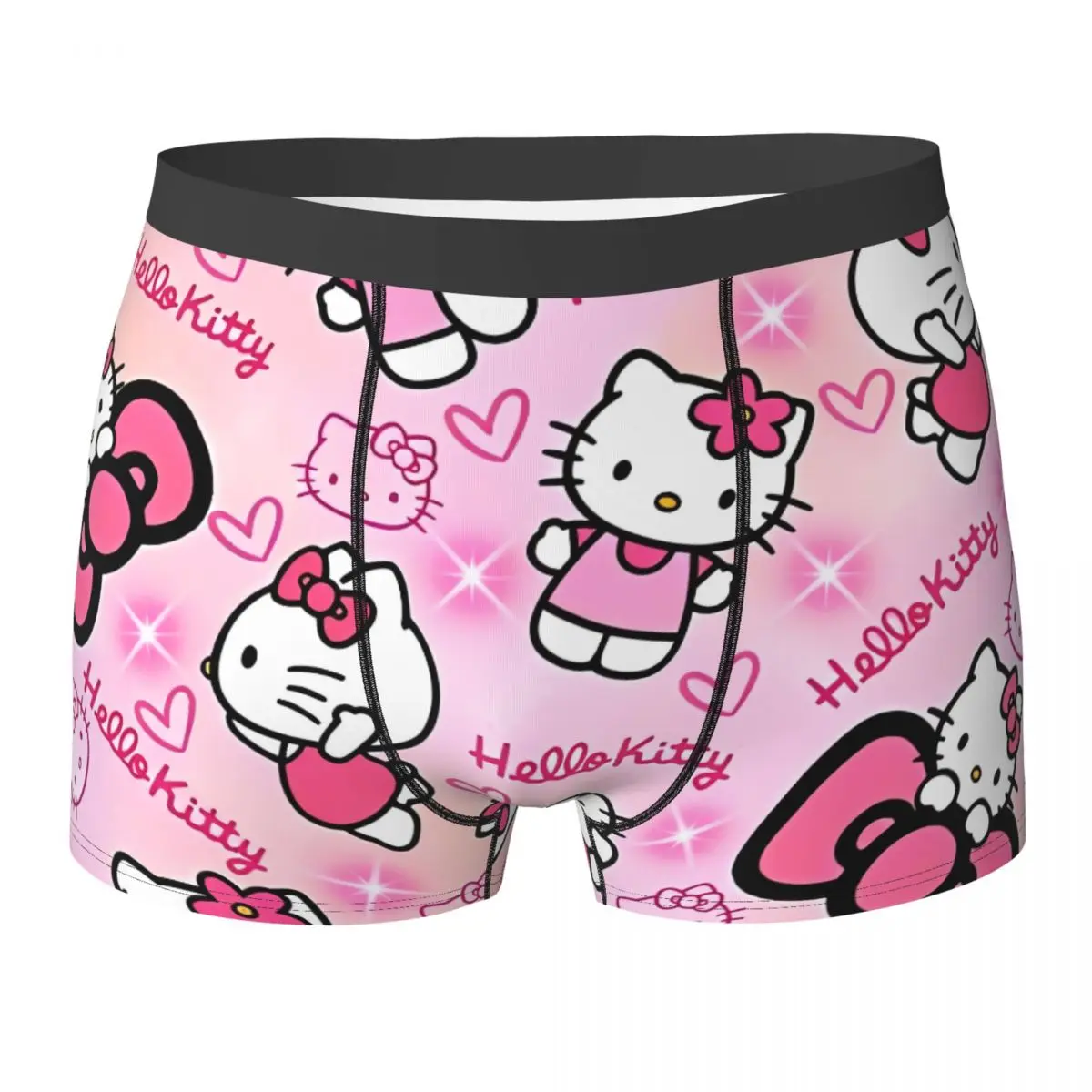 

Kawaii Hello Kitty Underwear Cute Cartoon Plain Underpants Design Shorts Briefs 3D Pouch Man Large Size Trunk
