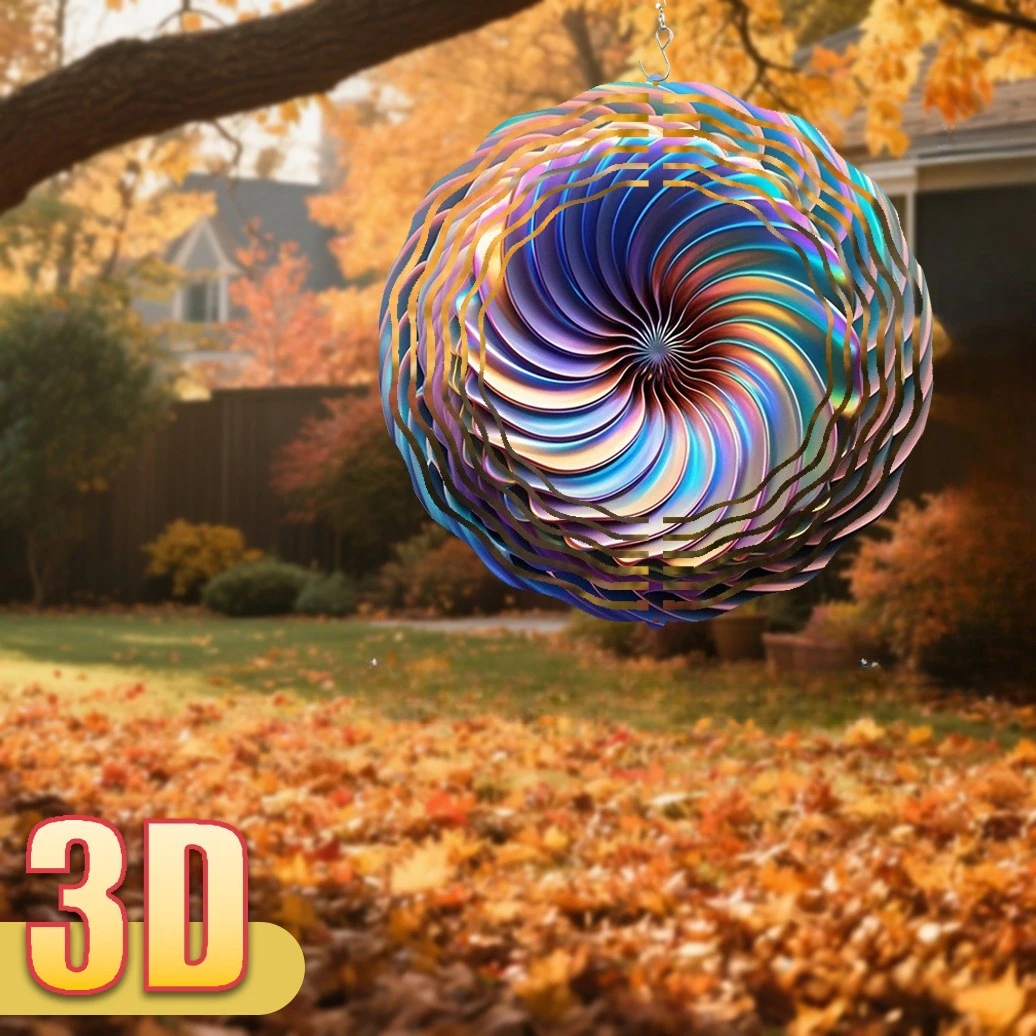 3D Holographic Scallop Spinner 25.5cm Double-Sided Hanging Ornament for Christmas Garden Décor