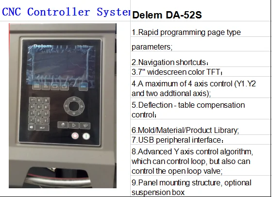 Cnc Bending Machine DA52S Cnc Controller Control Machine for Press Brake CNC Hydraulic