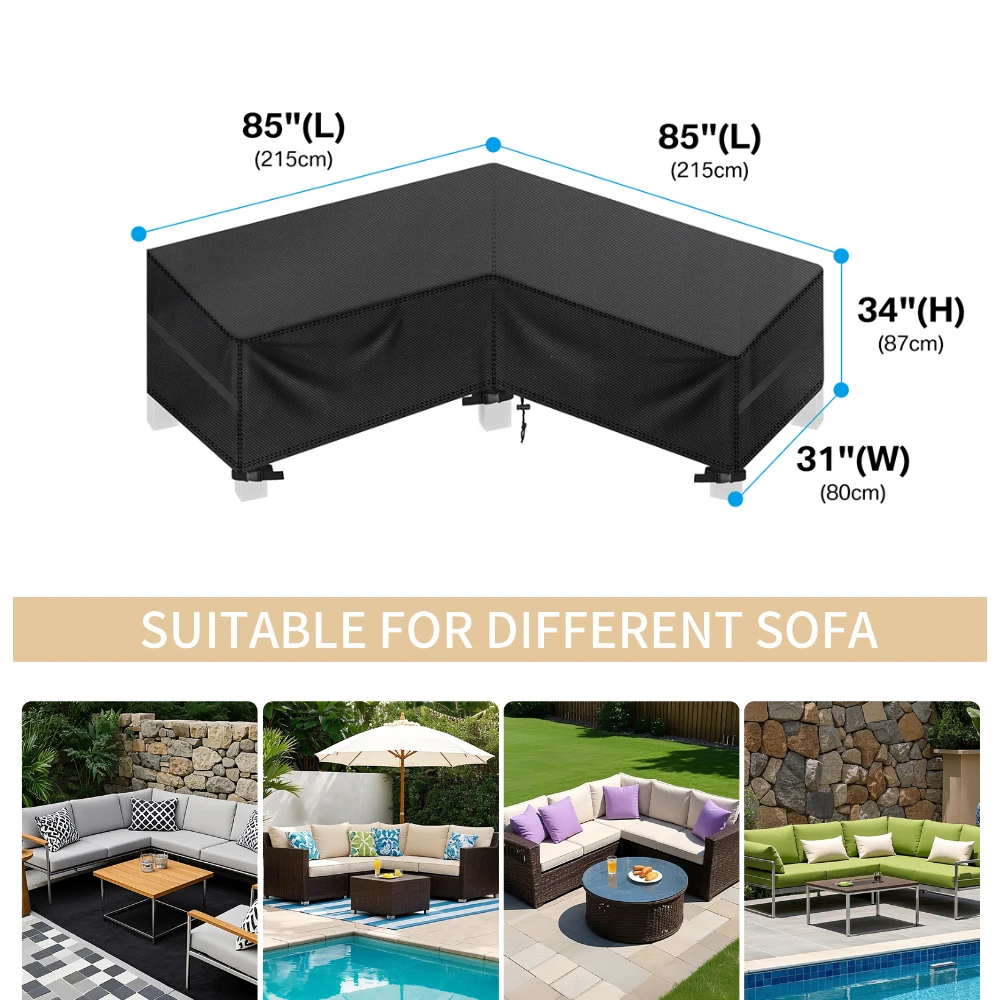 Outdoor waterdichte sectionele bankhoes Heavy Duty L-vorm bankhoes gazon bankhoezen tuinmeubilair weerbescherming