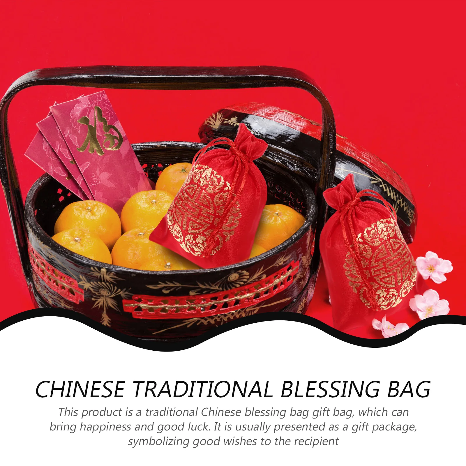 

20pcs Silk Drawstring Candy Packing Bags 13x10cm Dragon Design Gift Pouches for Party Favors Jewelry Storage New Year