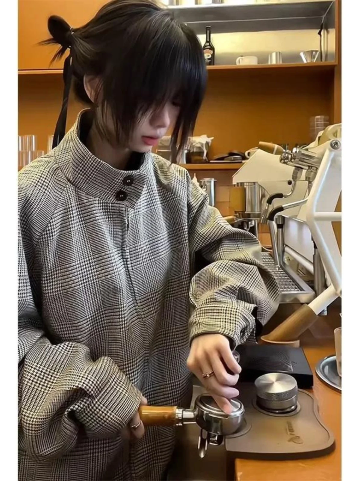 

Cleanfit Harington Sle Plaid Jaet Men's Spring ort Baseball Vest Couple's Cheered Pattern Stand Collar Zipper Casual