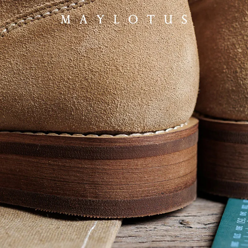 Suede Boot Goodyear-Welted Motorcycle Rugged Heritage Boots Vintage Suede Leather Punk Boot For Men Cowhide Mid-Cut Shoes view 5