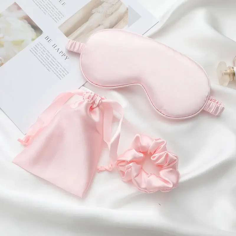 

Silk-like sleeping eye mask with storage bag and scrunchie, soft cooling eye mask for face