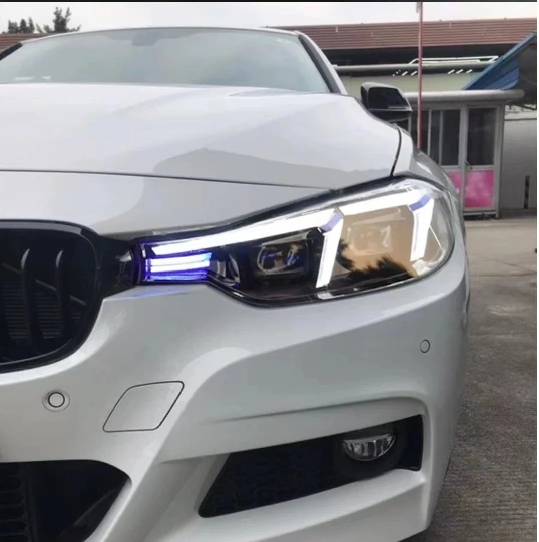 자동차 헤드 램프, F30 F35 2012-2019 BMW 3 시리즈용, LED 다이나믹 헤드라이트 DRL 엔젤 아이 디자인 프로젝터 렌즈 액세서리, 1 쌍