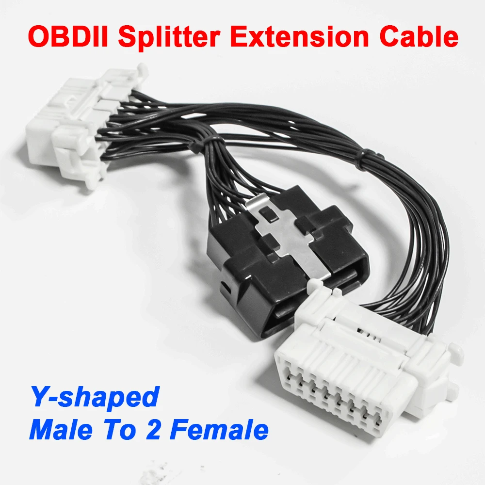 

OBDII 2 Y Кабельный разветвитель Удлинительный адаптер OBD2 16PIN «папа-мама» Автомобильный диагностический жгут Кабельный разъем для ELM327