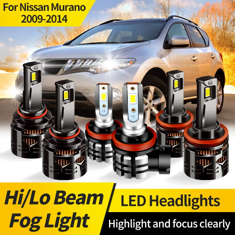 

2PCS For Nissan Murano 2009-2014 9005 LED Headlight Bulbs HB3 Super Bright CSP H11 Hi/Lo Beam Fog Lights Auto Driving Headlamp