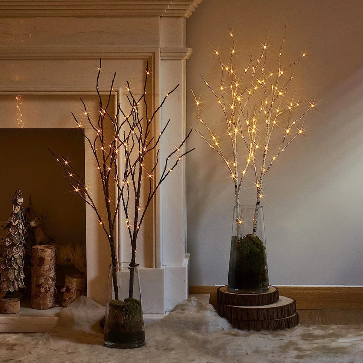 Hot 70cm Birch Branch Light Battery Operated Led Strip Lights Table Fairy Tree Decorative String White Twig For Bedroom Festive