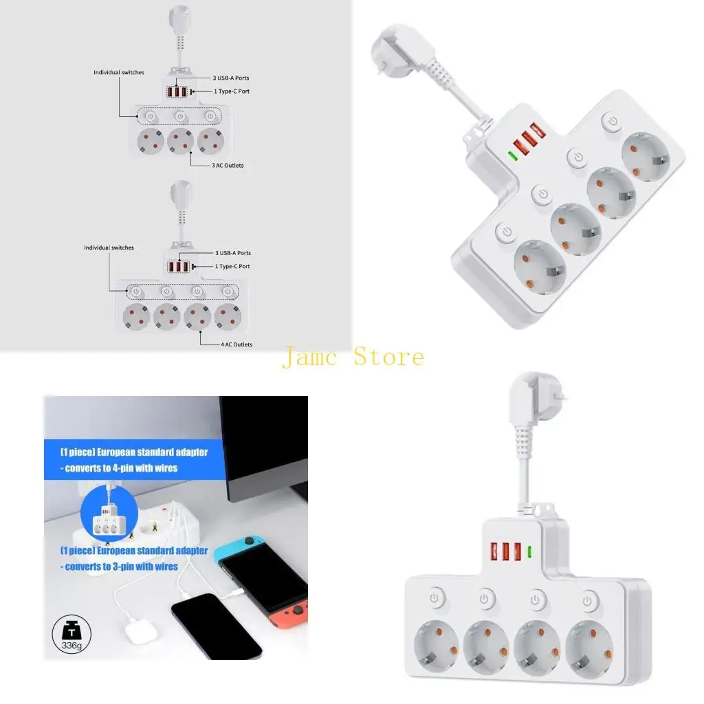 LX0B Power Strips Electrical Outlet Splitter With USB Slots Switcher Controls Energy Efficient Design For Wide Compatibility