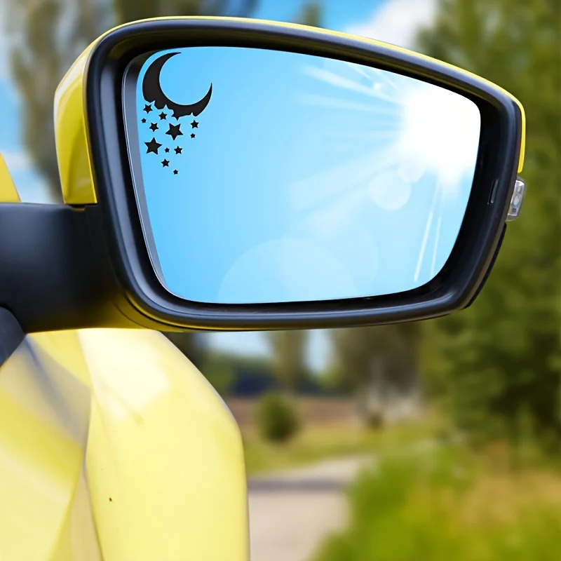 

4 Stars & Moon Mirror Decal Set, Self-Adhesive Vinyl Stickers for Car Body Paint Decoration